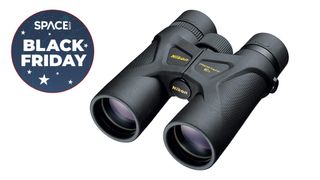 Nikon prostaff 3s 10x42 binocualrs on a white background on black friday